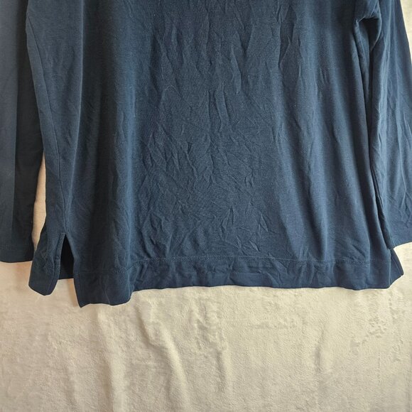 J. Jill Fit Stepped Hem Boat Neck Top Size L Tee Long Sleeve Dark Blue Pullover - Picture 10 of 10